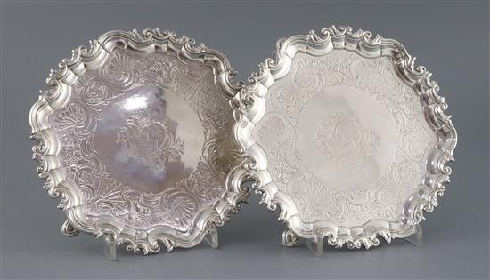 A pair of George II Irish silver salvers by John Laughlin Senior, 27 oz.